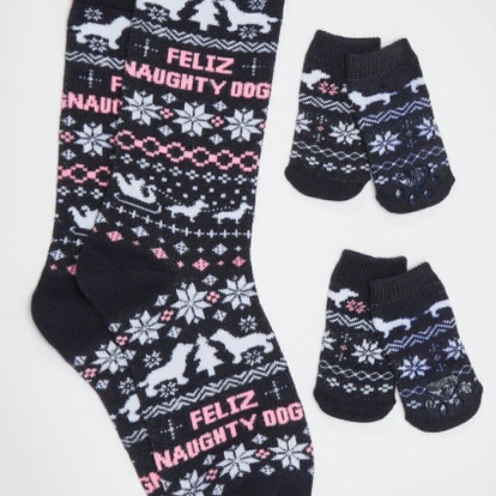 Feliz Naughty Dog Matching Sock Set Navy